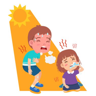 Sıcak çarpması çocuk ve kız vektör çizimi