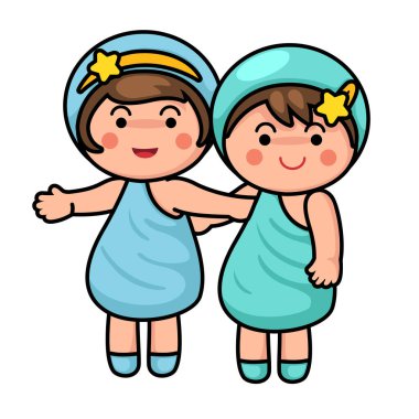 Gemini çocukların burç vektör resimlerini imzaladı