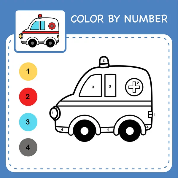 Farbe Nach Zahl Arbeitsblatt Für Kinder Zahlen Lernen Durch Färbung — Stockvektor