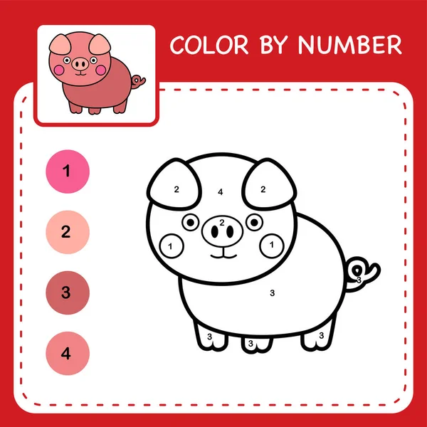 Farbe Nach Zahl Arbeitsblatt Für Kinder Zahlen Lernen Durch Färbung — Stockvektor
