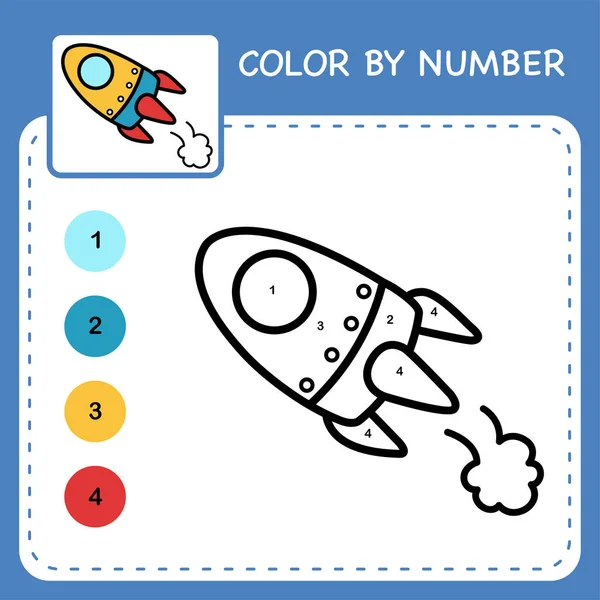 Hoja Trabajo Color Por Número Para Niños Que Aprenden Números — Archivo Imágenes Vectoriales