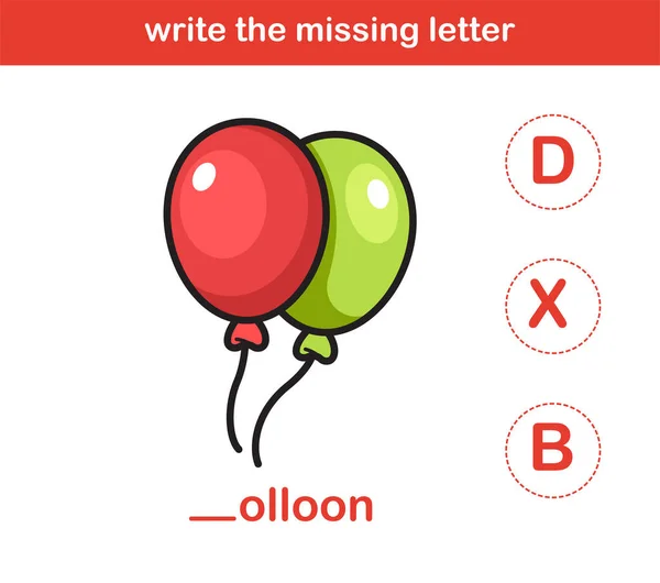 Schreiben Sie Den Fehlenden Buchstaben Abbildung Vektor — Stockvektor