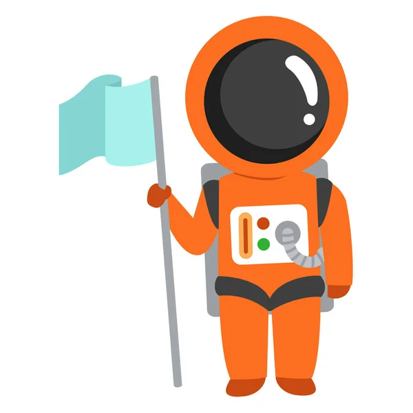 Astronauta Parado Algún Planeta Con Una Bandera Espacio — Vector de stock