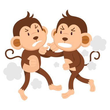 Beyaz arkaplan çiziminde sevimli maymun karakteri