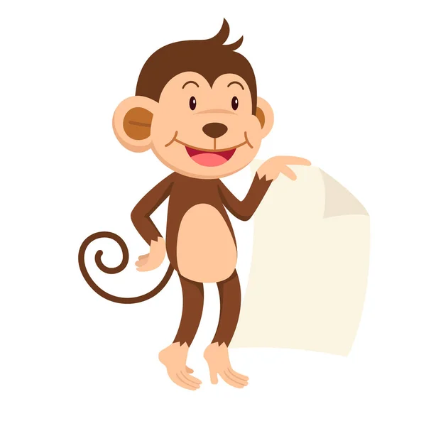 Χαριτωμένο Χαρακτήρα Μαϊμού Κινουμένων Σχεδίων Λευκό Φόντο Εικονογράφηση — Διανυσματικό Αρχείο