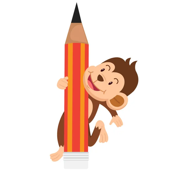 Cute Cartoon Monkey Character White Background Illustration — Stock Vector