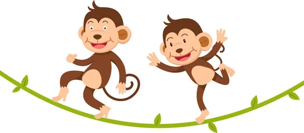 Niedlichen Cartoon Affen Charakter Auf Weißem Hintergrund Illustration — Stockvektor