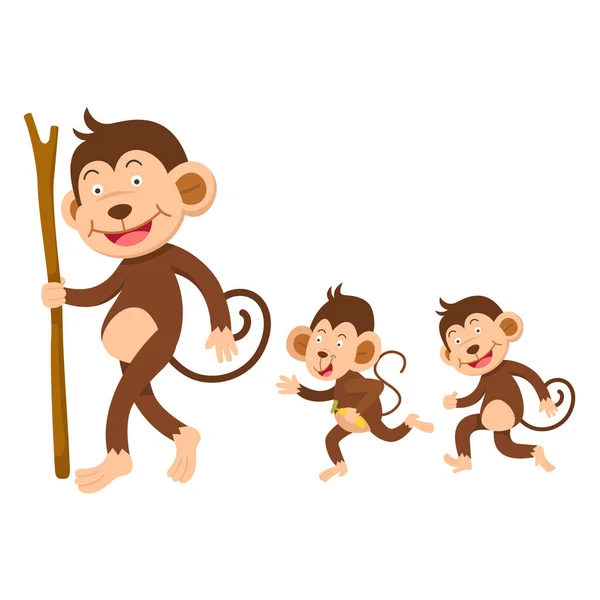 Bonito Desenho Animado Personagem Macaco Fundo Branco Ilustração —  Vetores de Stock