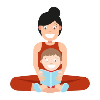 Kitap vektörü okuyan bir çocuğun çizimi