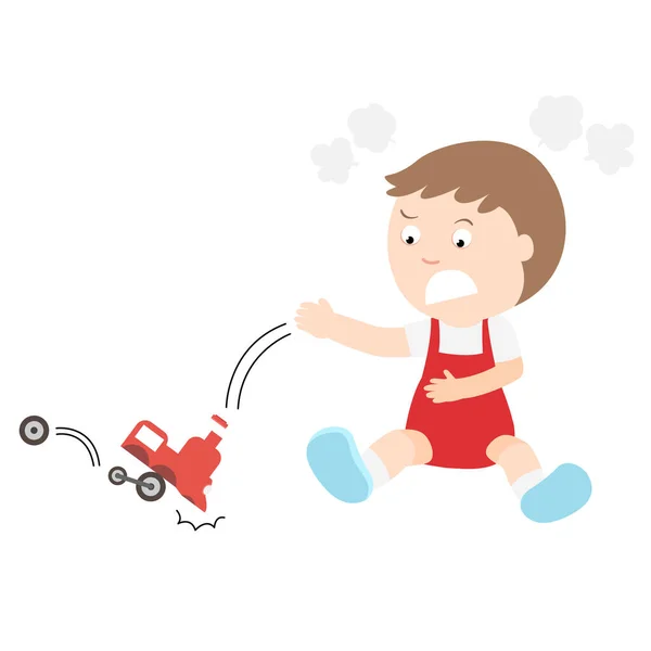 Illustrazione Del Personaggio Del Cartone Animato Vettoriale Del Bambino Arrabbiato — Vettoriale Stock