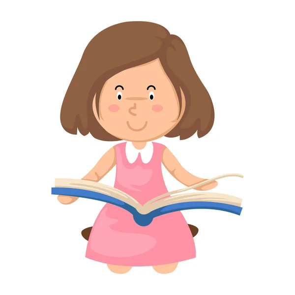Kitap Vektörü Okuyan Genç Bir Kızın Çizimi — Stok Vektör