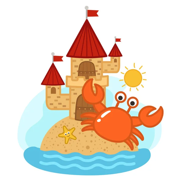Niedlichen Cartoon Krabbe Charakter Auf Weißem Hintergrund Illustration — Stockvektor