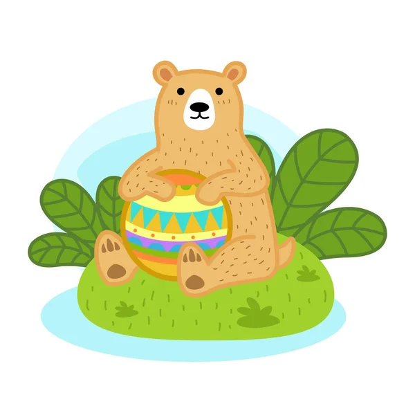 Cute Cartoon Bear Character White Background Illustration — Stock Vector