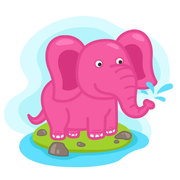 Söt Tecknad Elefant Karaktär Vit Bakgrund Illustration — Stock vektor