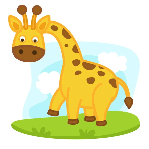 Cute Cartoon Żyrafa Znak Białym Tle Ilustracja — Wektor stockowy