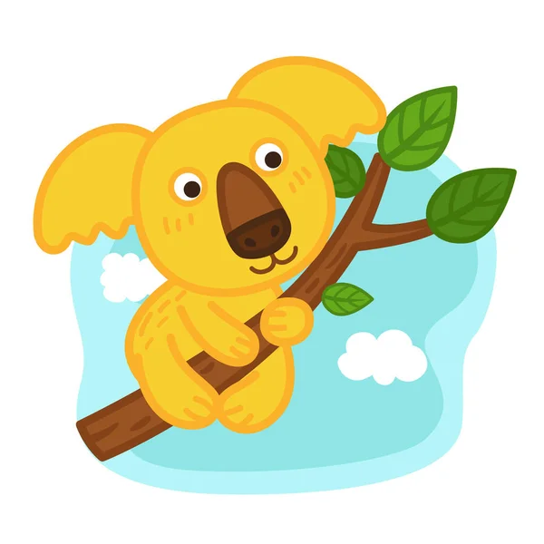 Cute Cartoon Koala Bear Character White Background Illustration — Stock Vector