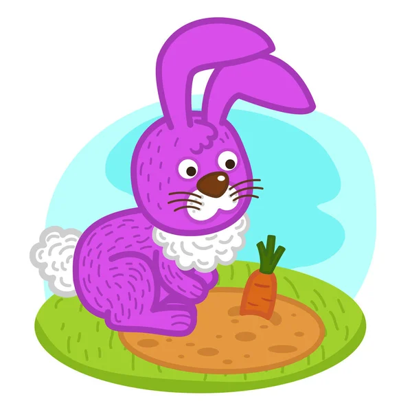 Cute Cartoon Rabbit Character White Background Illustration — Stock Vector