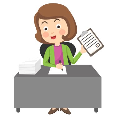 Beyaz arka planda resimleme vektörü olarak çalışan genç muhasebeci