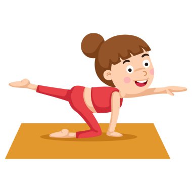 Beyaz arkaplan üzerine resimleme vektörü geren kız