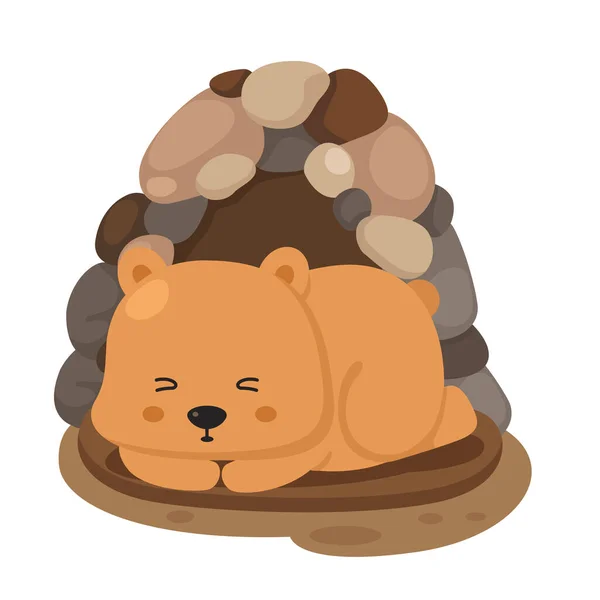 Illustration Bear Sleeping Cave Vector — Stock Vector