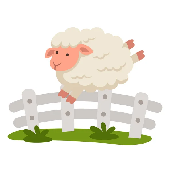 Niedlich Cartoon Schafe Figur Auf Weißem Hintergrund Illustration — Stockvektor