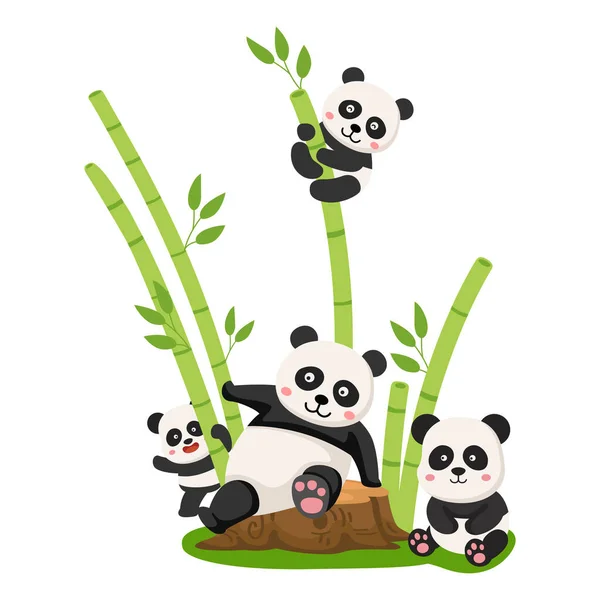Cute Cartoon Panda Character White Background Illustration — Stock Vector