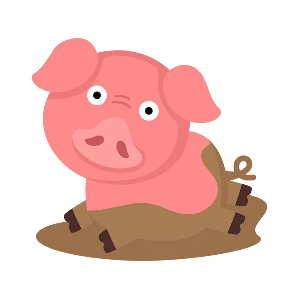 Bonitinho Personagem Porco Desenhos Animados Fundo Branco Ilustração — Vetor de Stock