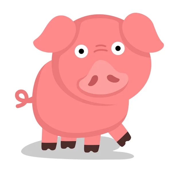 Niedliche Zeichentrickfigur Schwein Auf Weißem Hintergrund Illustration — Stockvektor