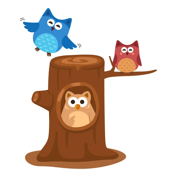 Cartoon Owl Character White Background Illustration — Stock Vector