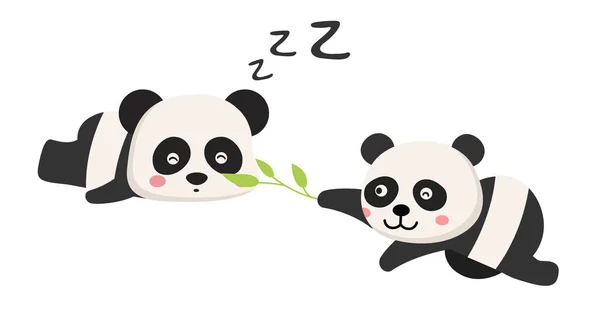 Roztomilý Karikatura Panda Znak Bílém Pozadí Ilustrace — Stockový vektor