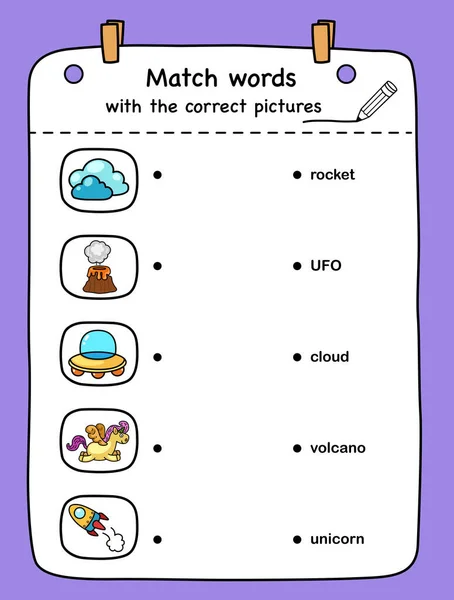 Woorden Matchen Met Juiste Afbeeldingen Illustratie Vector — Stockvector