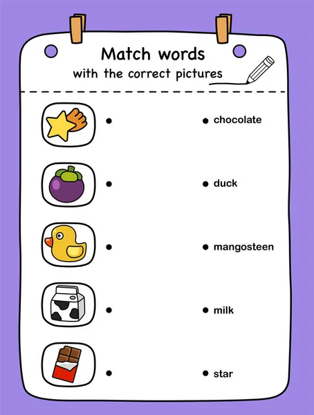 Match Words Correct Pictures Illustration Vector — Stock Vector