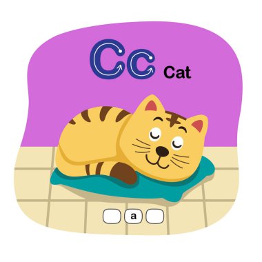 Görüntü İzole Edilmiş Hayvan Alfabesi C-Cat Harfi