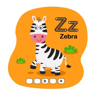 Görüntü Ayrı Hayvanlar Alfabesi Z-Zebra Harfi