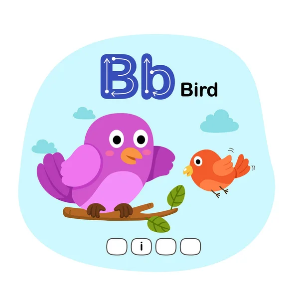 Иллюстрация Isolated Animal Alphabet Letter Bird — стоковый вектор