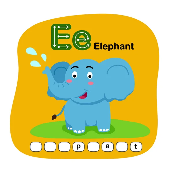 Illustration Isolated Animal Alphabet Letter Elephant — Stock vektor