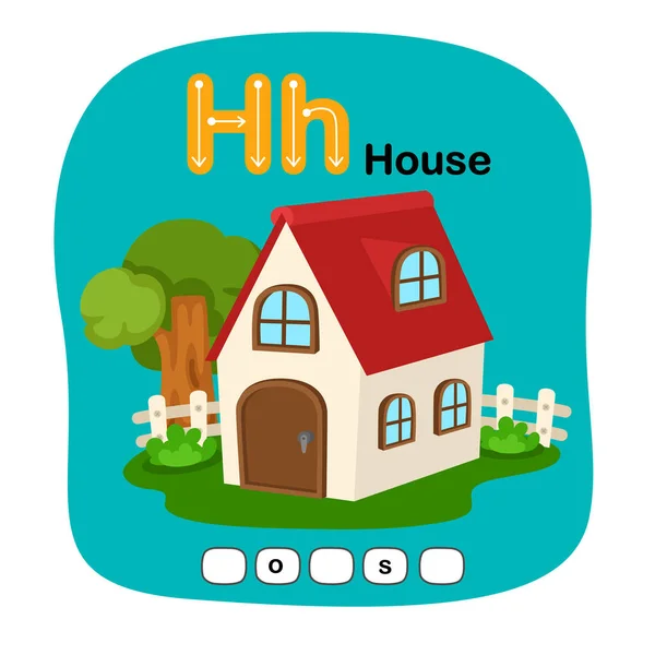 Illustration Alphabet Isolé Lettre House — Image vectorielle