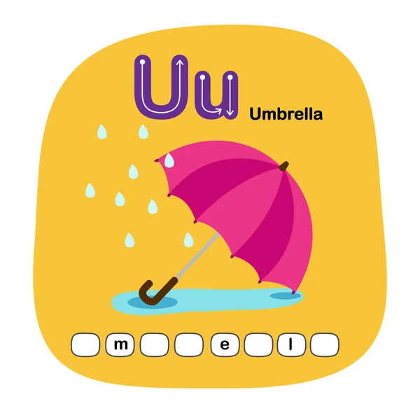 Ilustración Letra Aislada Del Alfabeto Umbrella — Vector de stock