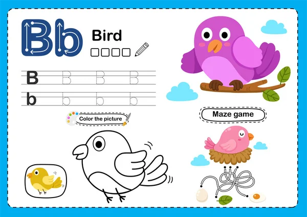 Ilustración Alfabeto Animal Aislado Letra Bird — Archivo Imágenes Vectoriales