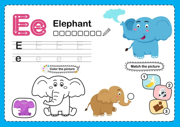 Illustration Isolated Animal Alphabet Letter Elephant — Stockvektor
