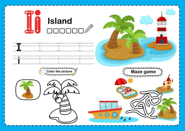 Illustration Alphabet Isolé Lettre Island — Image vectorielle