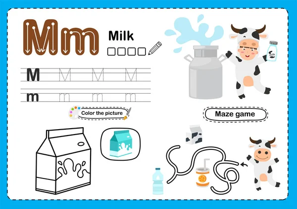 Ilustracja Izolowana Litera Alfabetu Zwierzęcego Mleko — Wektor stockowy