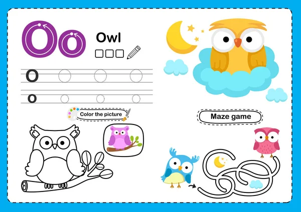 Illustration Isolated Animal Alphabet Letter Owl — Stockvektor