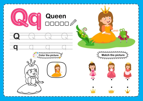 Illustration Isolated Alphabet Letter Queen — Stock Vector