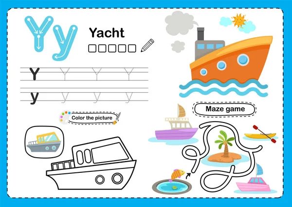 Illustrazione Isolata Alphabet Letter Yacht — Vettoriale Stock