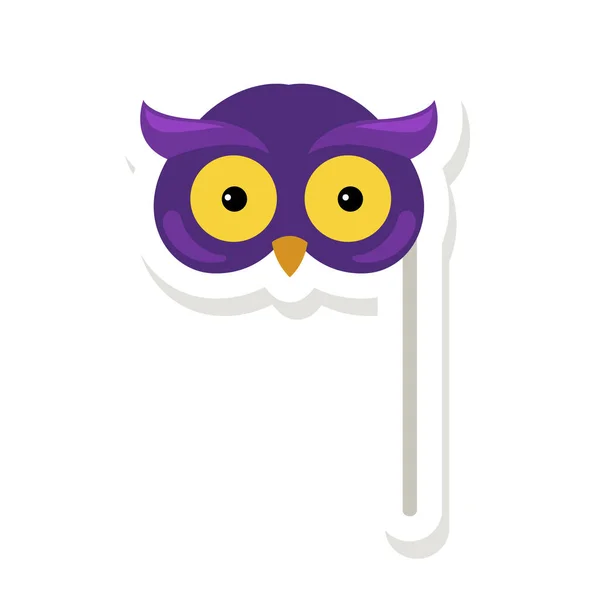 Illustration Halloween Owl Mask Sticker Icon — Stock Vector