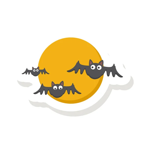 Illustration Halloween Lune Autocollant Icône — Image vectorielle