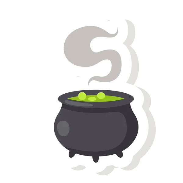Illustration Boiling Cauldron Magic Potion Sticker Icon — Stock Vector