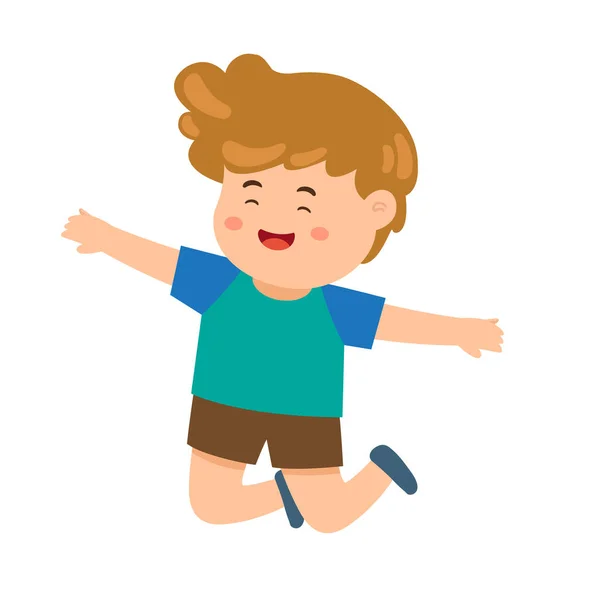 Schattig Klein Kind Springen Voel Gelukkig — Stockvector