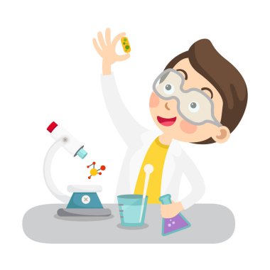 Beyaz arka planda profesyonel bilim adamı vektör çizimi